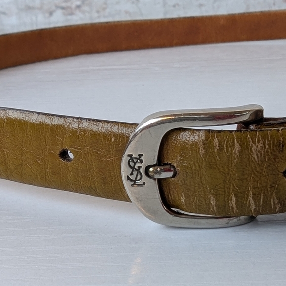 Yves Saint Laurent Accessories - Yves Saint Laurent Olive and Tan Leather Belt